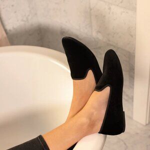 Birdies Starling Black Velvet Flats Slip-On Loafers Size 8